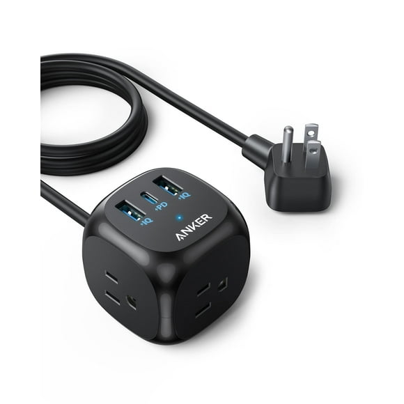 Anker Regleta USB C de 20 W, regleta con 3 tomas y carga USB C para iPhone 15/15 Plus/15 Pro/15 Pro Max, cable de extensión, carga de suministro de energía para dormitorios, oficina en casa