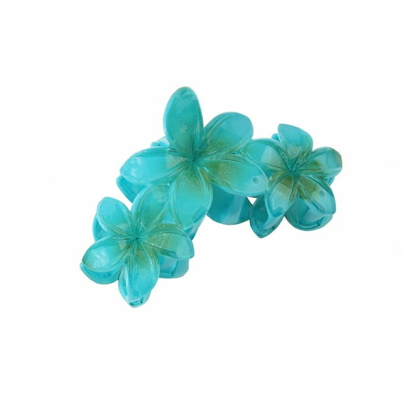 KeirineCC Flower Hair Clips, Hawaiian 3 Flower Hair Clips for Women, Multi-Styles Claw Clips for Thick Hair Thin Hair, Strong Hold Non-Slip Hair Accessories for Styling - Blue