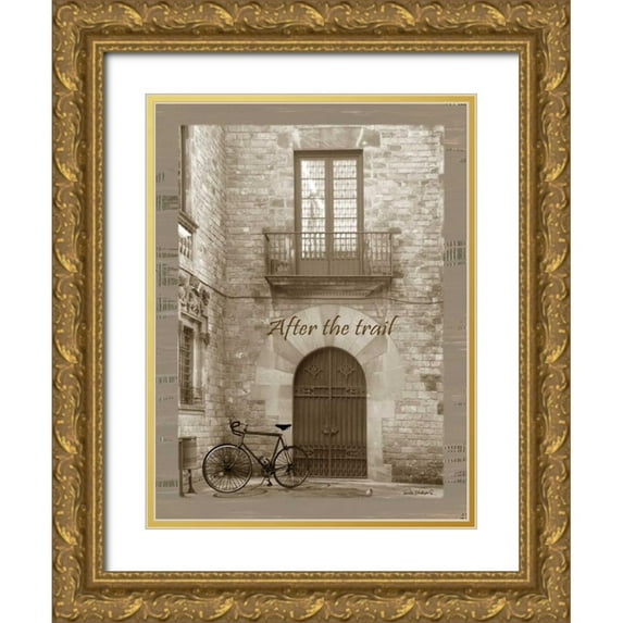 Phillips, Anita 12x14 Gold Ornate Wood Framed with Double Matting Museum Art Print Titled - After the Trail Sepia