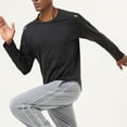 thumbnail image 5 of Men's Long Sleeve T-Shirt Nylon Spandex Quick Dry Running Top Athletic Training Shirt Moisture Wicking Workout Tee Breathable Gym Fitness Casual | Zenithor,Black 2XL, 5 of 9