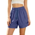 thumbnail image 3 of Women's High Waisted Nylon Dry Shorts with Side Pockets, Elastic Drawstring Waist, Tummy Control Workout Shorts for Women, Quick Dry for Running, Gym, Hiking & Casual | TruHer,Purple 3XL, 3 of 7