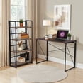thumbnail image 5 of Homycasa 39 inch Home Office Desk Writing Computer Table Walnut, 5 of 6