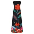 thumbnail image 4 of Pntutb Women's Casual Long Dress With Striped Floral Print Sleeveless Maxi Dress Red M, 4 of 6