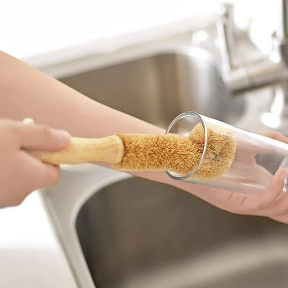 KEKOL Eco Coconut Fiber Brush Kitchen Cleaning Brush With Natural Coir Head Bottle Cleaner Flexible And Bendable For Nonstick Skillet Pot Dish Washing
