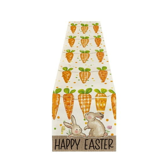 MXTPOV Colorful Easter Table Runner, Easter Rabbits Carrots Printed Table Runners for Kitchen Dining Table Party, Easter Decorations, Table Runners 72 Inches Long, Table Decor