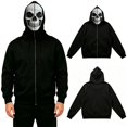 thumbnail image 5 of XIAOCHA Mens Halloween Hooded Sweatshirt Skull Face Mask Graphic Hoodies Sweatshirt, Black, Sizes L, 5 of 8