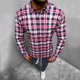thumbnail image 2 of Playeras Y Camisas Para Hombre Hombres manga larga Otoño Invierno Casual Plaid impreso camisas Top blusa camisas (Blue, XXL), 2 of 7