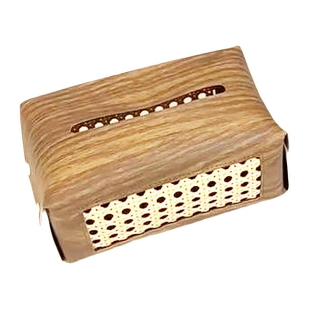 Dispensador de servilletas de cuero sintético, caja de pañuelos rectangular moderna Marrón