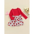 thumbnail image 3 of Kiapeise Little Girls Casual Dress Round Collar Long Sleeve Heart and Stripe Printed Dress, 3 of 9