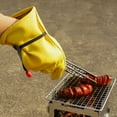 thumbnail image 5 of PTOOTP Yellow Cowhide Barbecue Gloves, 1 Pair BBQ Mitts for Grilling and Cooking, 5 of 8