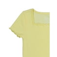 thumbnail image 3 of Wonder Nation Girls Short Sleeve Square Neck Bow Top, Sizes 4-18 & Plus, 3 of 4