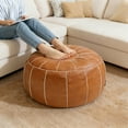 thumbnail image 3 of Thgonwid 21.7*13.7 inch Indoor Vegan Leather Pouf, Brown, 3 of 11