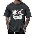 thumbnail image 2 of Yaoyar Summer Fashion Casual Men's Round Neck Graffiti Expression Pattern Printed T-shirt Top Gray,L, 2 of 5