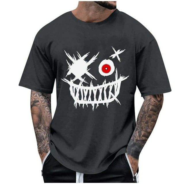 T-Shirts à Col Rond pour Hommes Séchage Rapide Imprimé Polyester, Coupe 3D Col Rond Haut Athlétique pour Gym, Course, Cyclisme & Décontracté