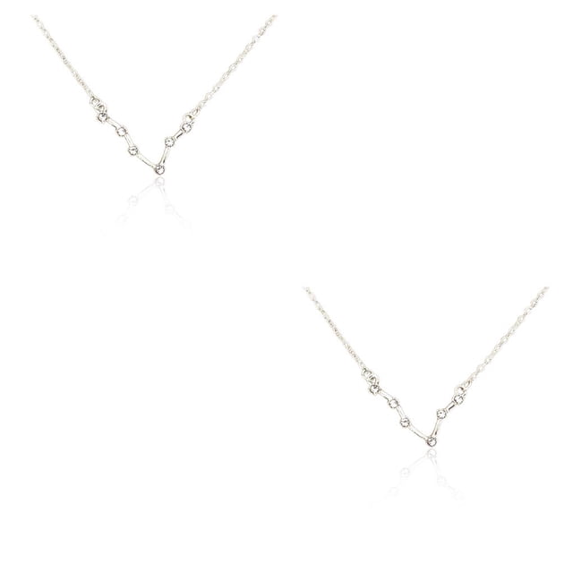 Qarigey Ins Constellations Theme Amistad Collar Rhinestone Cómodo Delicado con Display Card Colgante para Lover Festival Gifts Piscis Silver Type2 NO2 Qarigey CBP222153