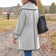 thumbnail image 5 of Riecok Womens Pea Coats Long Sleeve Button down Jackets Lapel Collar Overcoat Warm Casual Winter Outerwear 2XL, 5 of 6