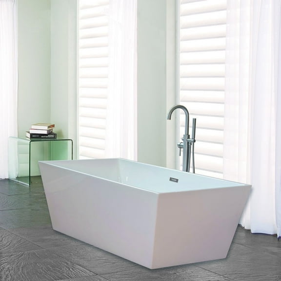 Woodbridge B-0003 Acrylic Freestanding Bathtub Contemporary Soaking Tub, White