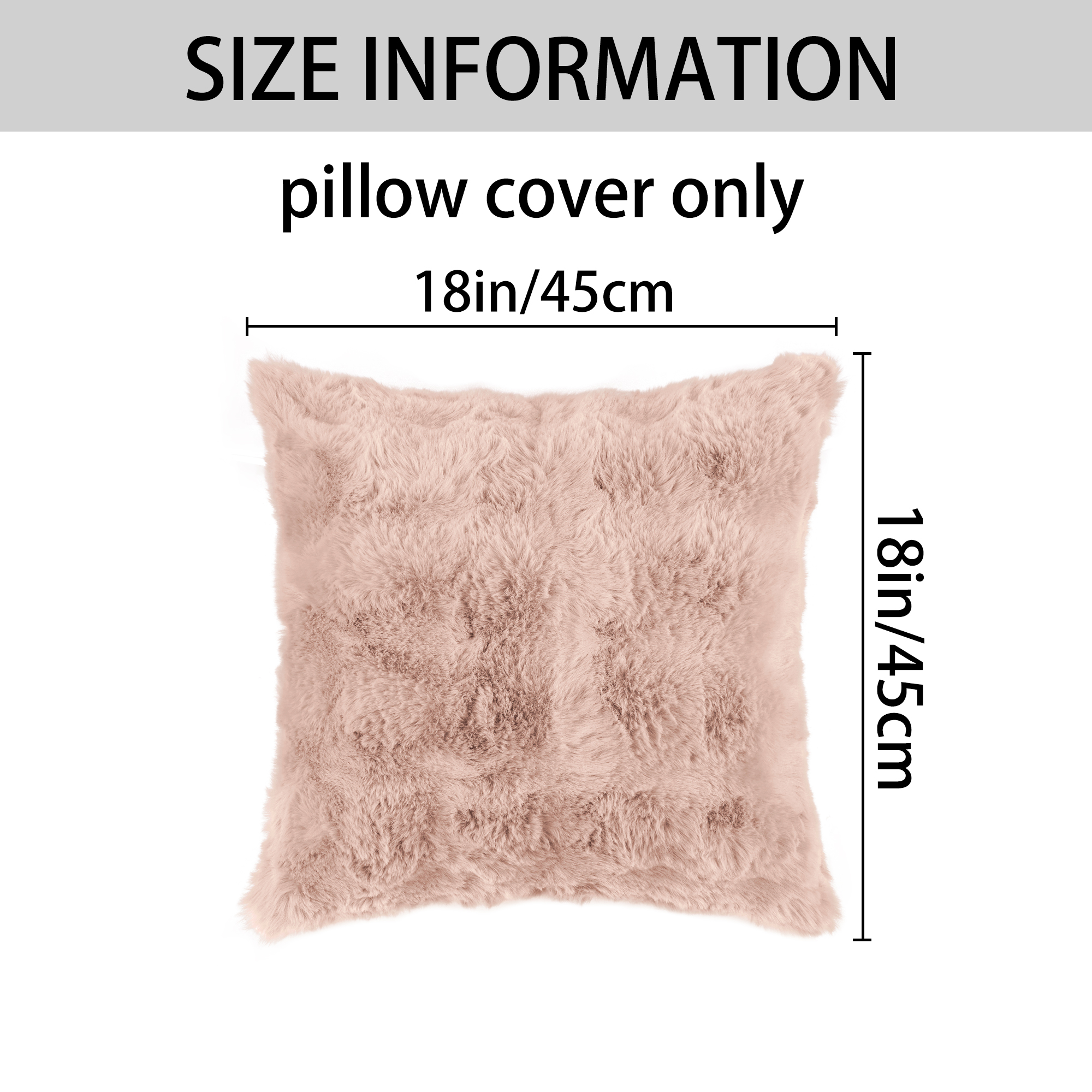 Unique Bargains Faux Fur Cozy Decorative Throw Pillow Covers Soft Plush Pillowcase 1 Pc Light Pink 18" x 18"