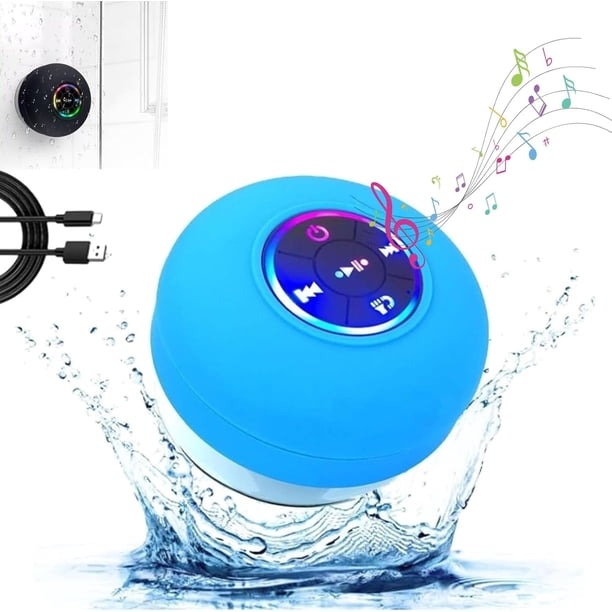 Altavoces Bluetooth inalámbricos impermeables para baño con luz LED, minialtavoz Bluetooth para ducha, altavoz portátil IPX4 impermeable con Bluetooth y succión, estéreo inalámbrico para playa y