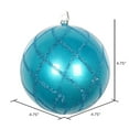 thumbnail image 2 of Vickerman 4.75" Turquoise Candy Finish Net Ball Ornament with Glitter Accents, 3 per Bag, 2 of 3