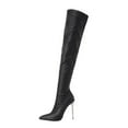 thumbnail image 5 of UngA Boots for Women Leather Boots Platform Boots for Women Square Toe Block Heeled Boots Black,8.5, 5 of 7