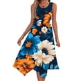 thumbnail image 1 of Ovzne Robes d'Été pour Femmes Robe d'Été Robes Sans Manches Col Rond Cordon Décontracté Volant Robe Trapèze Mini Robe de Printemps Liquidation, 1 of 7