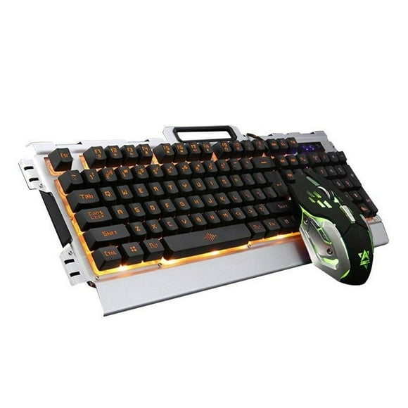 Kit Teclado Mouse Gamer Metálico DOSYU RGB Ergonómico