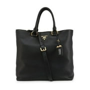New Prada Black Vitello Phenix Leather Shopping Tote Bag 1BG865