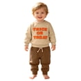 thumbnail image 6 of KPOPLK Toddler Baby Boy Halloween Clothing Sets Letter Embroidered Long Sleeve Tee Tops and Pants Kids 2pcs Outfits Orange Size 6-12 Months, 6 of 9