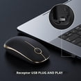 thumbnail image 4 of Ratón Inalámbrico 2.4G, Ratón Portátil Delgado para Computadora Portátil con Receptor Nano, Ratón Óptico Silencioso para Notebook, PC, Laptop, Computadora - Negro y Oro, 4 of 9