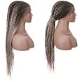 thumbnail image 6 of SEGO 29" Realistic Hand Braided Synthetic Lace Front Wigs with Baby Hair for Women Ombre Lace Natural Side Parting Braiding Hair Cornrow Twist Box Braided Wigs Grey, 6 of 9