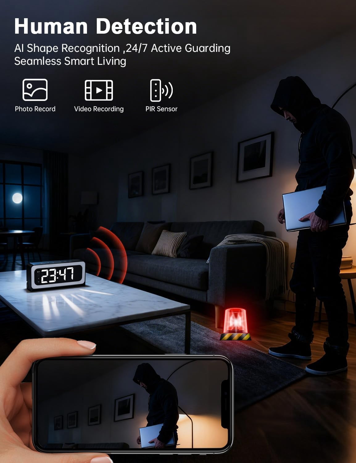 Smart Clock Camera, 2K Indoor Cameras for Home Security, Nanny camera 5G&2.4G WiFi Security Cameras Wireless, Two-Way Talk, Blacklight Full-Color, Night Vision