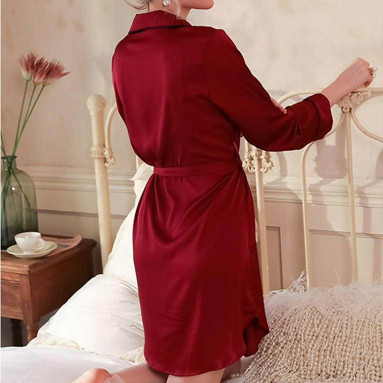 Tao Tao Women's Silk Robes Satin Kimono Robe Short Silky Bathrobe  Bridesmaid Wedding Party Sleepwear Burgundy S - Walmart.com