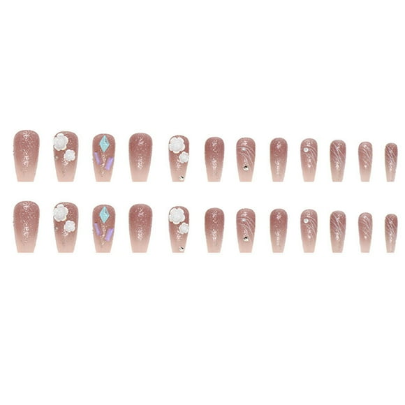 KBANNICAL Custom Semicured Gel Nail Sticker on Nail Packaging on Nails Coffin Curved Nail Tips Ballerina Shape Extra Extra Long Nail Tips Clear Coffin Nails on Medium Length