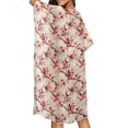 thumbnail image 4 of Xoenoiee Cardinal Cherry Blossom Print Kimono Swimsuit Coverup for Women Open Front Cardigan Beach Cover Up Plus Size Half Sleeve Summer Cover up Tops, 4 of 7