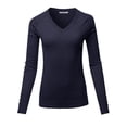 thumbnail image 1 of A2Y Women's Fitted Viscose V-Neck Long Sleeve Metal Button Detail Sweater Navy S, 1 of 6