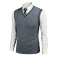 thumbnail image 6 of Spring and Autumn New Men's Sweater Vest V-neck Slim Fit Casual Sleeveless Twisted Knitted Pullover, 6 of 6