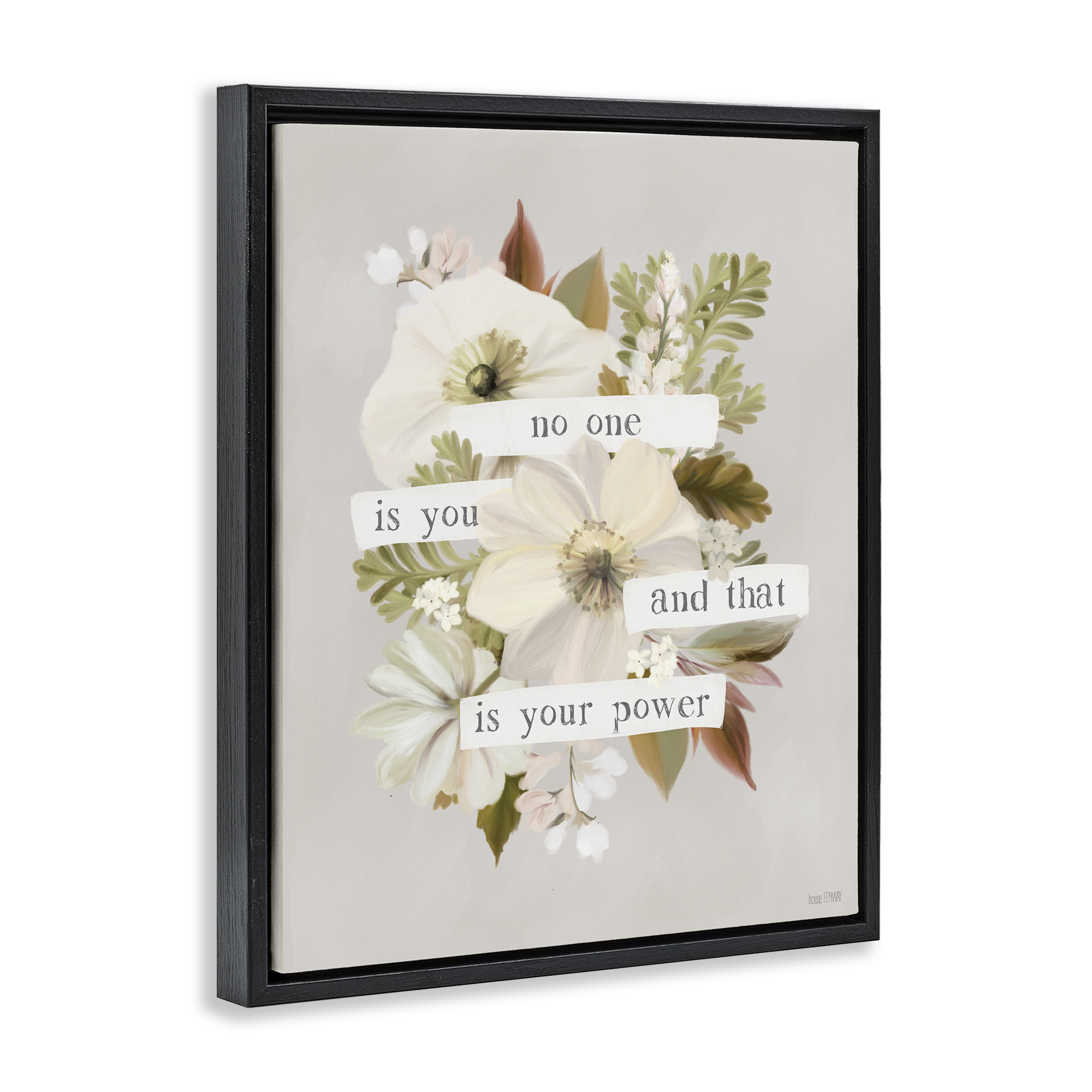 Stupell Industries No One Is You Botanical & Floral Painting Black Floater Framed Art Print Wall Art, 25 x 31