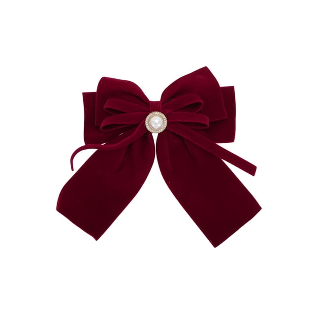 Accesorios de moda únicos 1 Pc Clip para el cabello de cinta de perlas en forma de lazo rojo