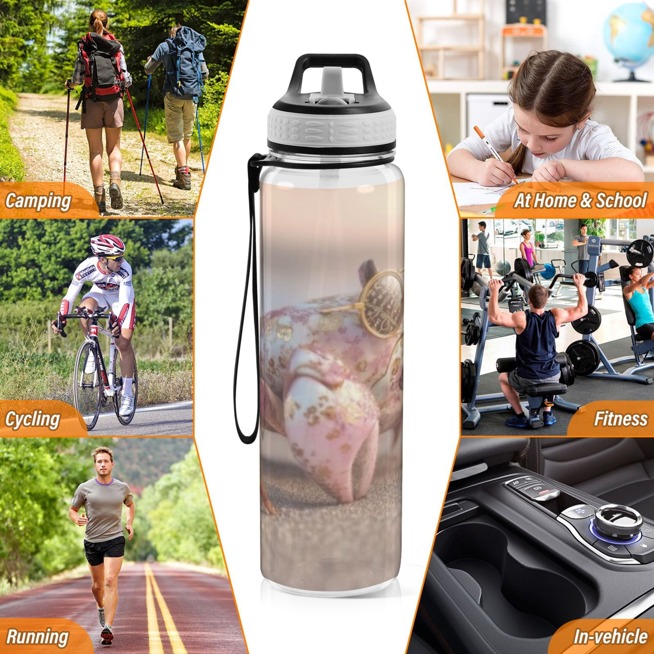 BZSMCE Sport Bottle Glass Pink Crab Outdoor sports Water Bottle Size: 10.4x3in