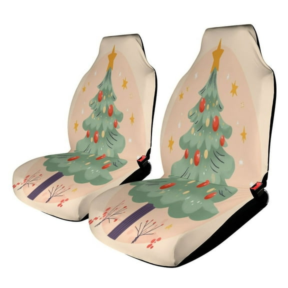Christmas Tree with Ornaments Car Seat Covers,Universal Auto Front Seats Protector Fits for Car,SUV Sedan,Truck