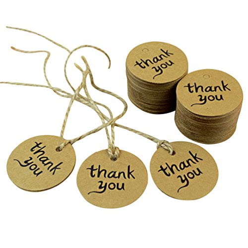 100pcs Brown Craft Gift Tags Thank You Paper Tags Wedding Party Favors for Guest 
