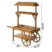 Vintiquewise QI004640 Wooden 3 Tier Rolling Table Cart With 2 Wheels for Home Decor, Display Rack, Lemonade stand, Food Stand, or Tea Stall