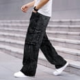 thumbnail image 3 of Smawell Men's Black Cargo Jeans, Relaxed Fit Wide Leg Denim Pants, Multi Pocket Workwear Jeans for Casual & Streetwear, Sizes 28-36, 3 of 7