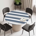 thumbnail image 2 of Blue Grey Stripe Round Fitted Tablecloth with Elastic Edge, Waterproof Table Cloth Table Cover for 36"-44" Tables, Farmhouse Modern Art Striped Tablecloths for Dining Picnic Indoor Outdoor, 2 of 9