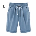 thumbnail image 1 of pitrice Short Pants Elastic Waistband Loose Shorts Woman Summer Outfits, Blue, L, 1 of 6