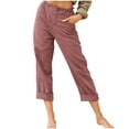 thumbnail image 2 of WILLBEST Pantalones Casuales de Mujer con Cintura Elástica y Bolsillos, Pantalones Casuales de Lino Cómodos para Uso Diario Chica, 2 of 6