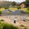 thumbnail image 2 of UPLLX Extra Large Walk-in Chicken Coop 26x10x6 FT Heavy Duty Metal Chicken Run with Waterproof Cover, Galvanized Steel Outdoor Poultry Cage Pen, 2 of 10