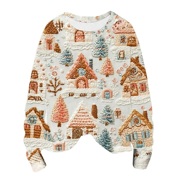 My Items Talove Long Sleeve Shirts for Women Graphic Printed Sweatshirt Women Fall Clothes Top Tee Womens Tops Casual 3/4 Sleeves Christmas Shirts