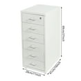 thumbnail image 2 of 6-Drawer Vertical Metal File Cabinet with Lock & Wheels, White Mobile File Organizer for Home Office & Workplace, Under Desk Cabinets, 2 of 17